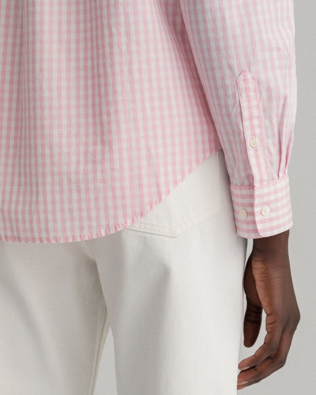 Gant Regular Fit Gingham Broadcloth Women's Shirts Pink | iNPChwLjisJ