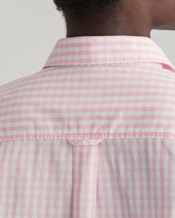 Gant Regular Fit Gingham Broadcloth Women's Shirts Pink | iNPChwLjisJ