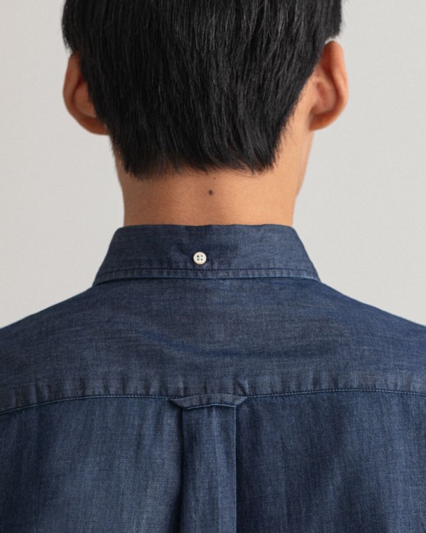 Gant Regular Fit Indigo Men's Shirts Dark Indigo | ipjGkXuQu5y