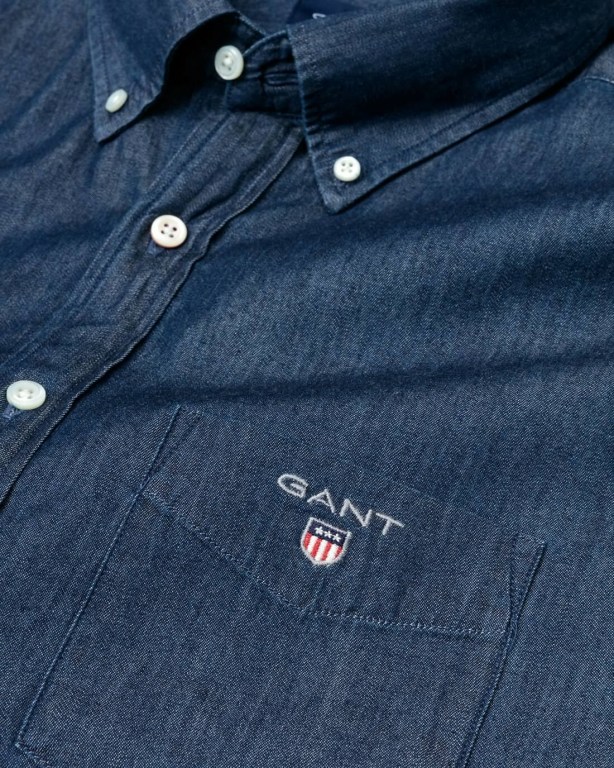 Gant Regular Fit Indigo Men's Shirts Dark Indigo | ipjGkXuQu5y