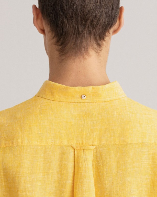 Gant Regular Fit Linen Men's Shirts Yellow | TtU0fNif7Ee