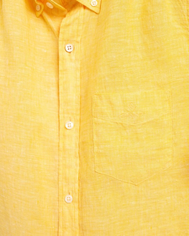 Gant Regular Fit Linen Short Sleeve Men's Shirts Yellow | E47OZ4Fiikl