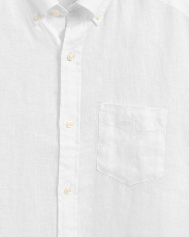 Gant Regular Fit Linen Short Sleeve Men's Shirts White | xY5bdMDk7To