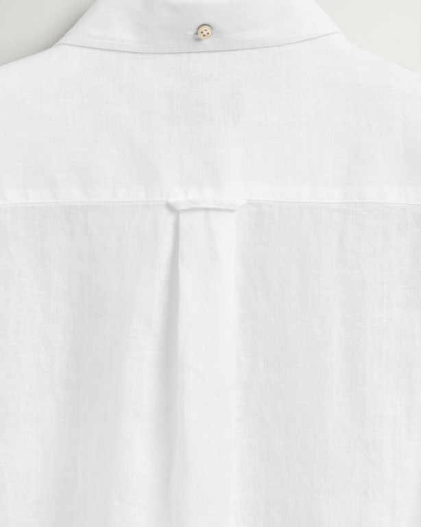 Gant Regular Fit Linen Short Sleeve Men's Shirts White | xY5bdMDk7To