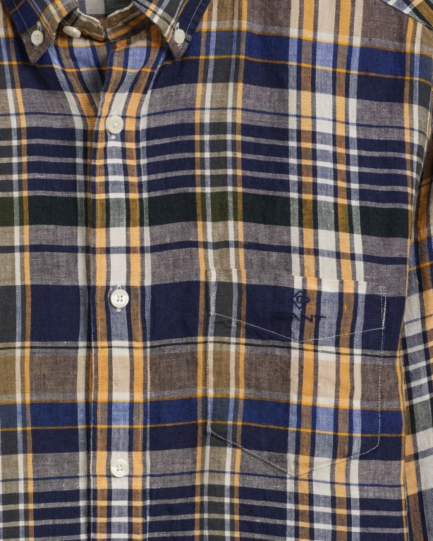 Gant Regular Fit Madras Linen Men's Shirts Blue | jm8sYhkFyzw