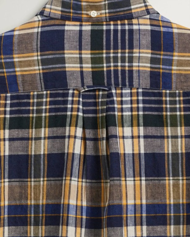 Gant Regular Fit Madras Linen Men's Shirts Blue | jm8sYhkFyzw