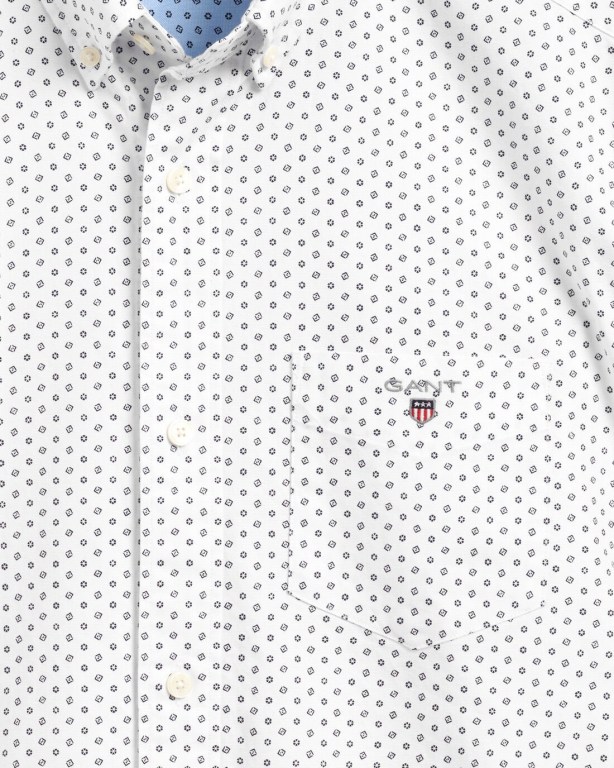 Gant Regular Fit Micro Print Oxford Men's Shirts White | BFKla42yfq9