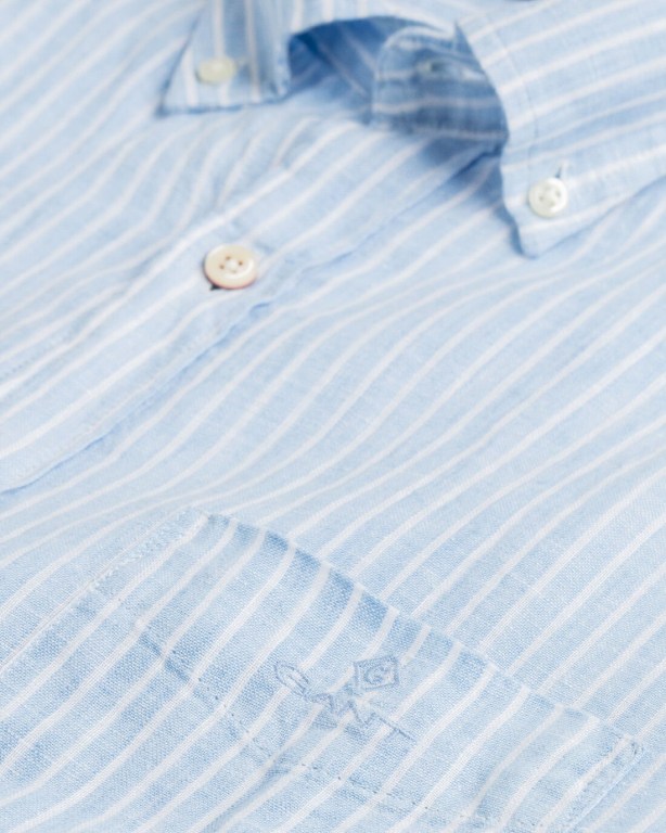 Gant Regular Fit Stripe Linen Men's Shirts Blue | uCaNWo1LUaH