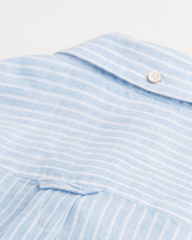 Gant Regular Fit Stripe Linen Men's Shirts Blue | uCaNWo1LUaH