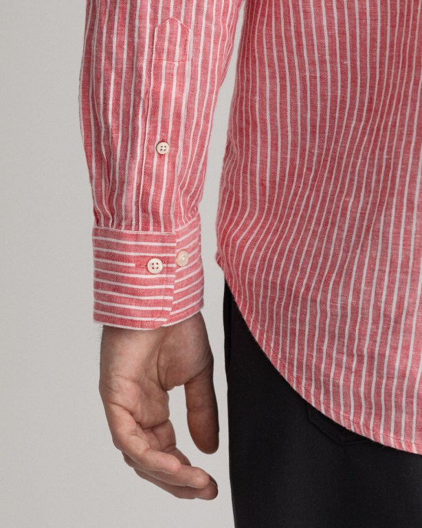 Gant Regular Fit Stripe Linen Men's Shirts Pink | uX5xjD0QirO