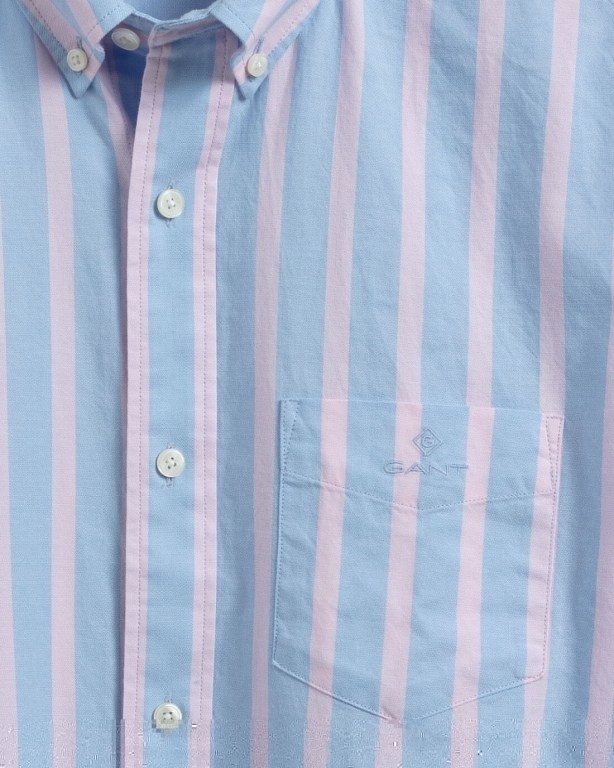 Gant Regular Fit Stripe Pastel Short Sleeve Oxford Men's Shirts Blue | KonkV5cQdnN