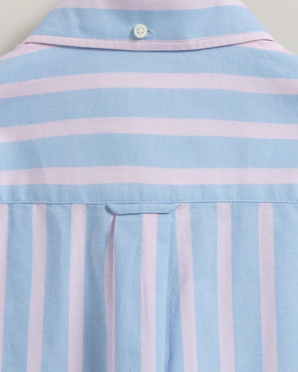 Gant Regular Fit Stripe Pastel Short Sleeve Oxford Men's Shirts Blue | KonkV5cQdnN