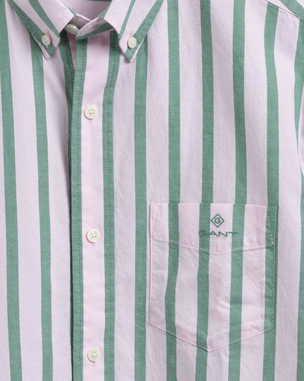 Gant Regular Fit Stripe Pastel Short Sleeve Oxford Men's Shirts Pink | q9nccyijOfn