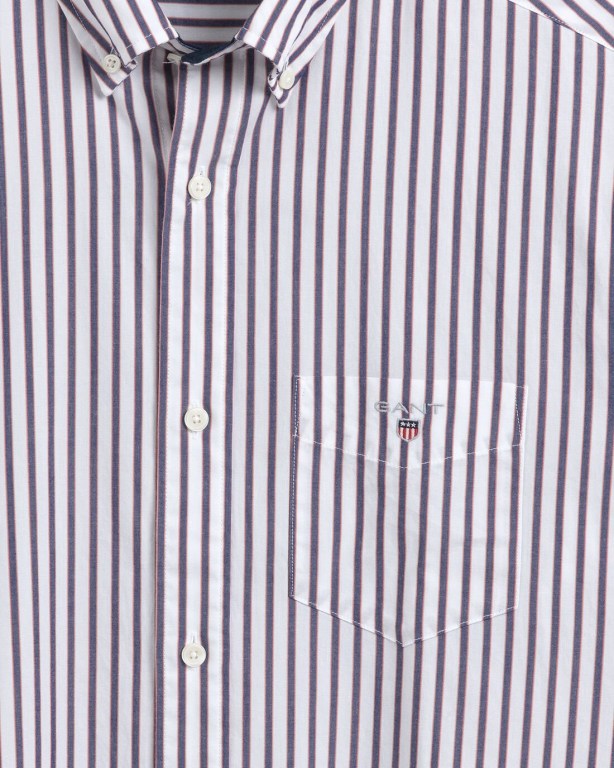 Gant Regular Fit Stripe Poplin Men's Shirts White | M79SNftSUr8