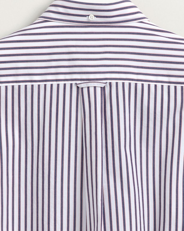 Gant Regular Fit Stripe Poplin Men's Shirts White | M79SNftSUr8