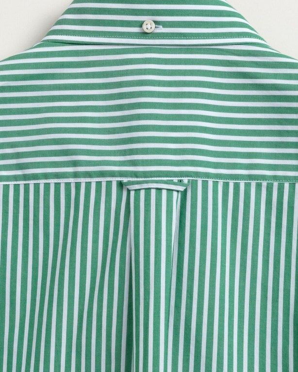 Gant Regular Fit Stripe Short Sleeve Broadcloth Men's Shirts Green | V7plbPDQVHz