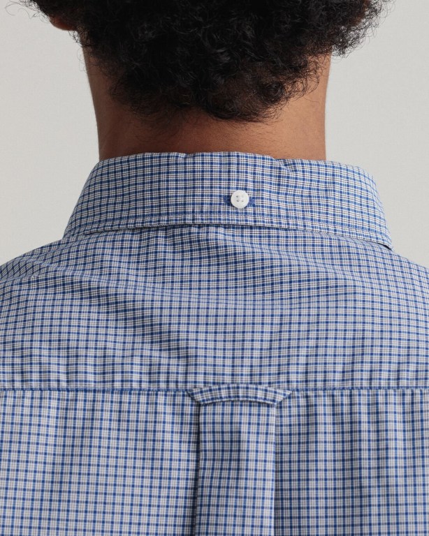 Gant Regular Fit Tech Prep™ Micro Check Men's Shirts Blue | CU3U7tdumHQ