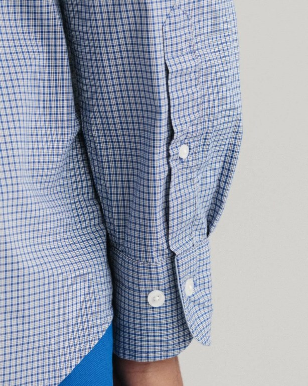 Gant Regular Fit Tech Prep™ Micro Check Men's Shirts Blue | CU3U7tdumHQ