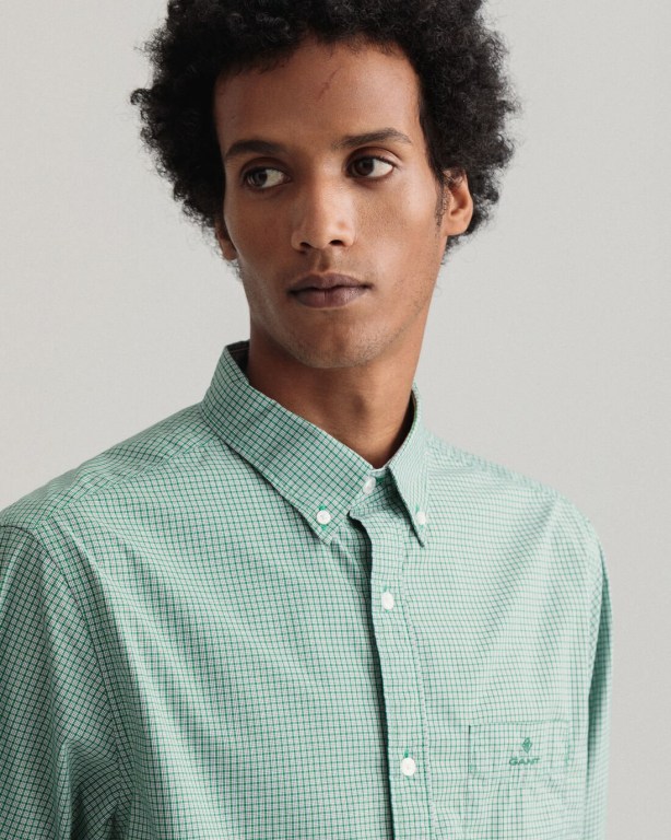 Gant Regular Fit Tech Prep™ Micro Check Men's Shirts Green | FH4FpjMTCgU