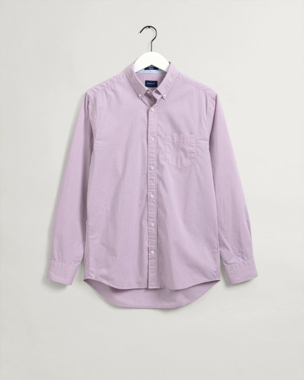 Gant Regular Fit Tech Prep™ Micro Check Men's Shirts Pink | aNoRx8SxSDy