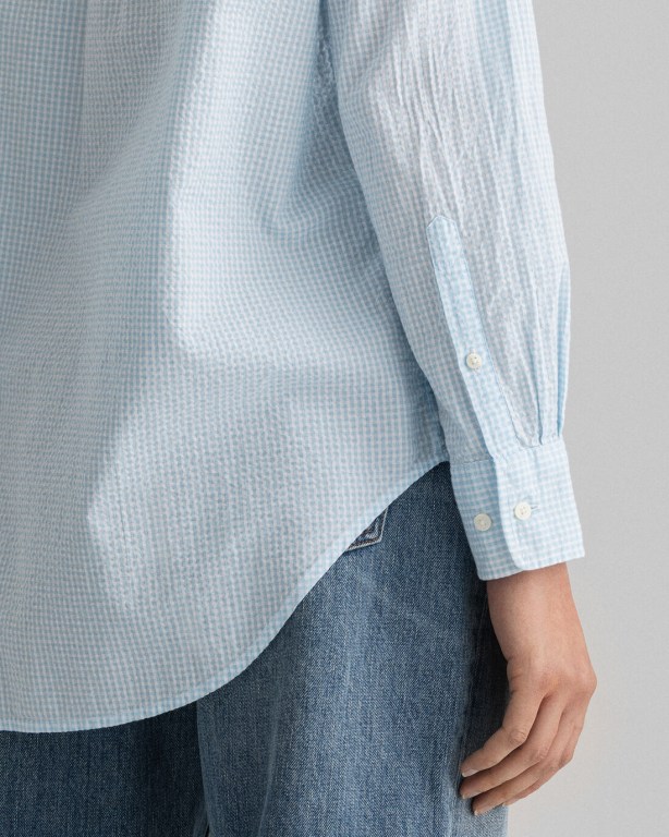 Gant Relaxed Fit Gingham Women's Shirts Light Blue | lXbHvpDjYT3