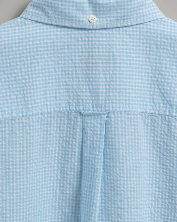 Gant Relaxed Fit Gingham Women's Shirts Light Blue | lXbHvpDjYT3