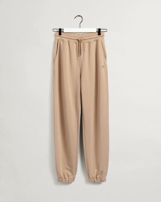 Gant Relaxed Fit Icon G Essential Women's Sweatpants Dark Khaki | ujOtQtORCHi