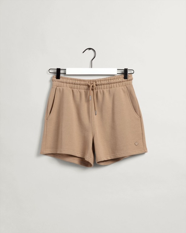 Gant Relaxed Fit Icon G Essential Women's Shorts Dark Khaki | vksShtjSqBa