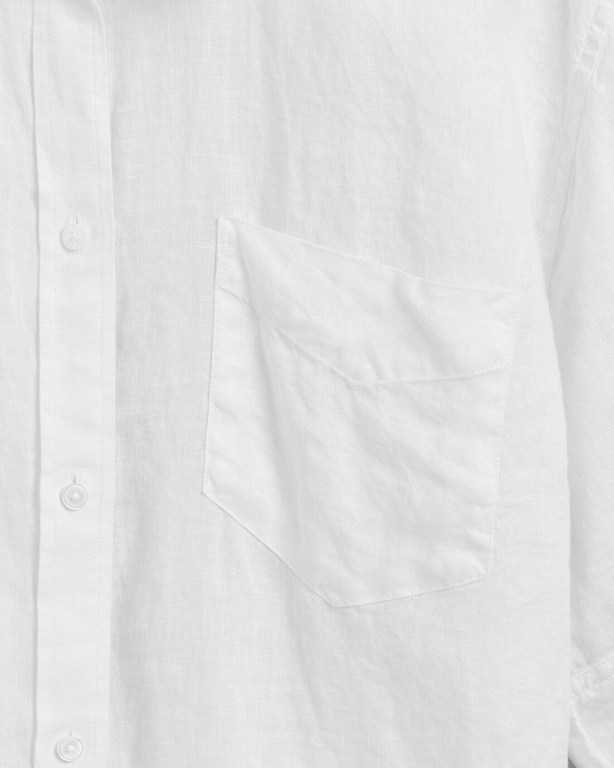 Gant Relaxed Fit Linen Chambray Short Sleeve Women's Shirts White | qNuahuTF2ul