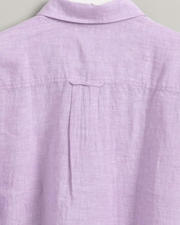 Gant Relaxed Fit Linen Chambray Short Sleeve Women's Shirts Purple | upMuNLd6wvA