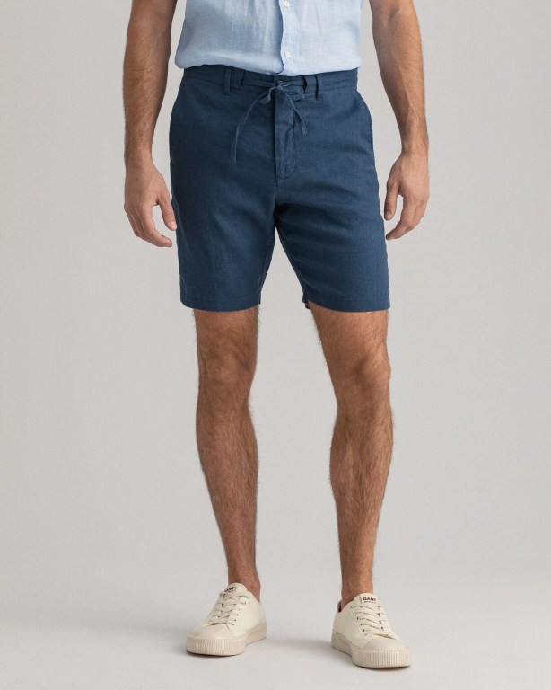 Gant Relaxed Fit Linen Drawstring Men's Shorts Blue | H3jlV605jx5