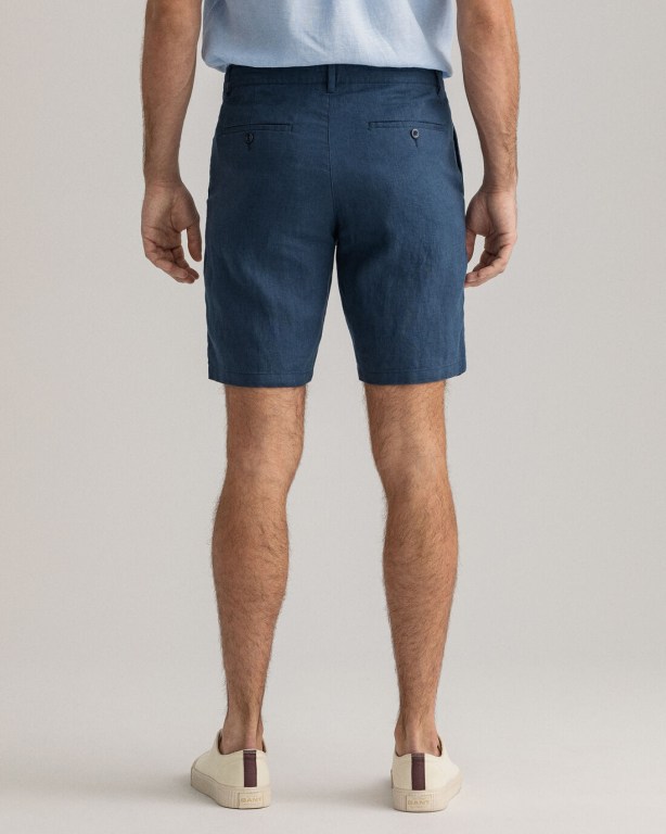 Gant Relaxed Fit Linen Drawstring Men's Shorts Blue | H3jlV605jx5