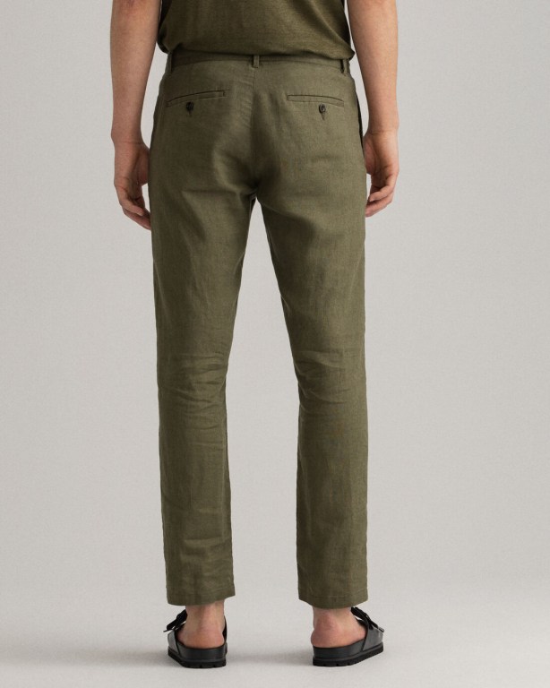 Gant Relaxed Fit Linen Drawstring Men's Pants Green | ZVw8Mqo2AUd