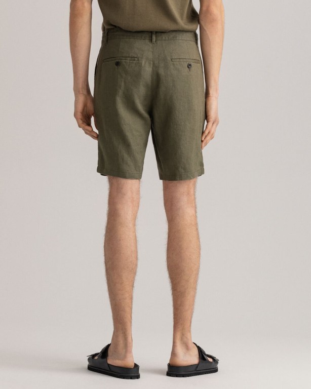 Gant Relaxed Fit Linen Drawstring Men's Shorts Green | cPPdyjT7tzb