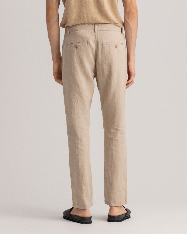 Gant Relaxed Fit Linen Drawstring Men's Pants Light Yellow | ztiCzcJD9IU