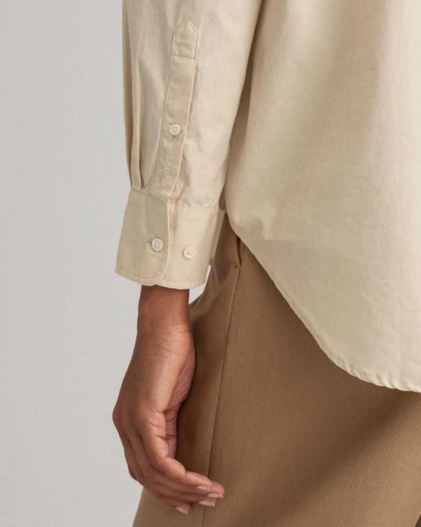 Gant Relaxed Fit Luxury Poplin Women's Shirts Beige | GJDJaUm7nEa