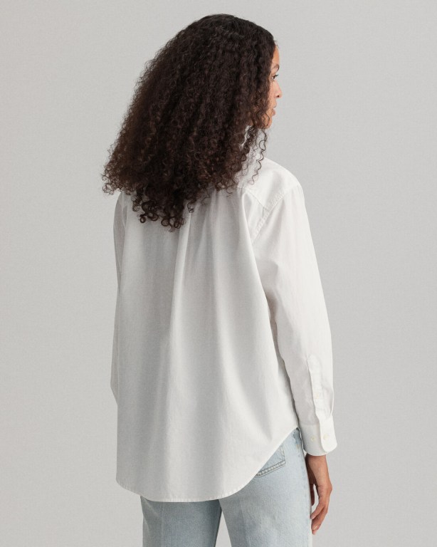 Gant Relaxed Fit Luxury Poplin Women's Shirts White | PBBahwkUbiR