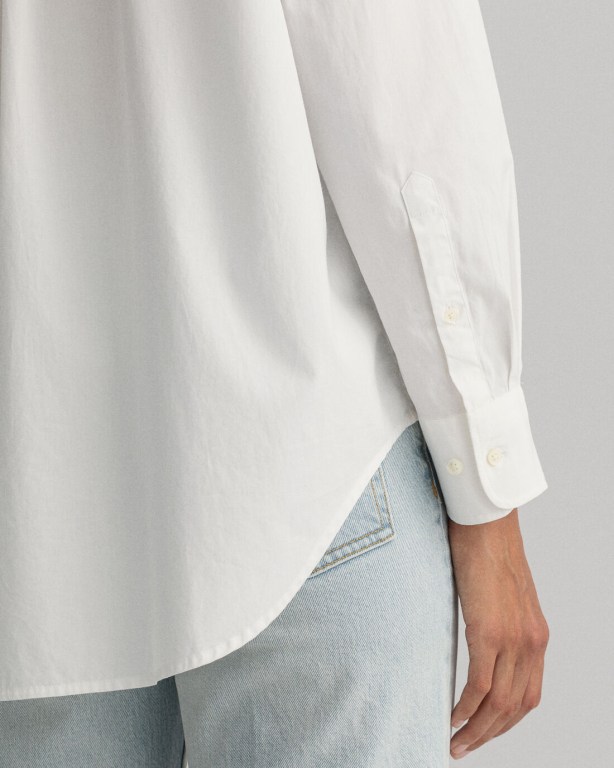 Gant Relaxed Fit Luxury Poplin Women's Shirts White | PBBahwkUbiR