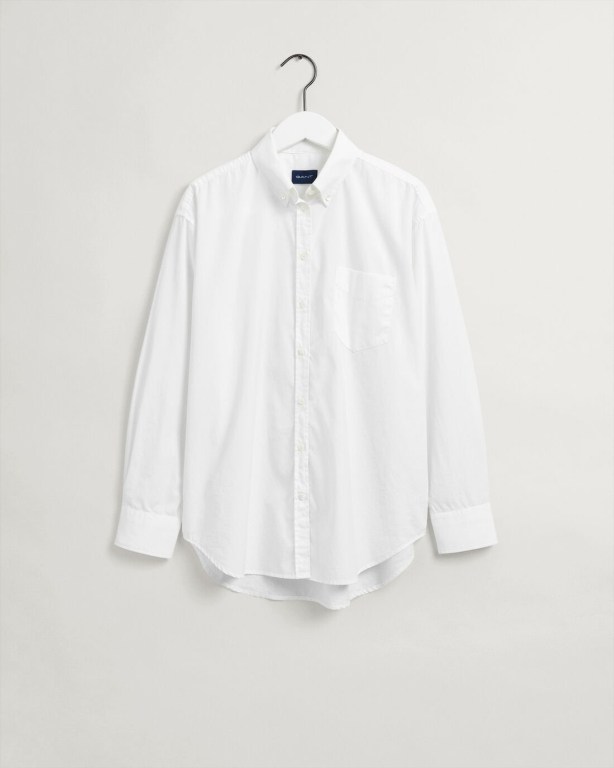 Gant Relaxed Fit Luxury Poplin Women's Shirts White | PBBahwkUbiR