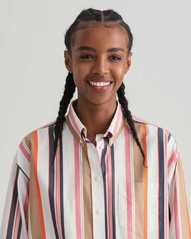 Gant Relaxed Fit Multi Stripe Women's Shirts White | 6qjHaAZT54b