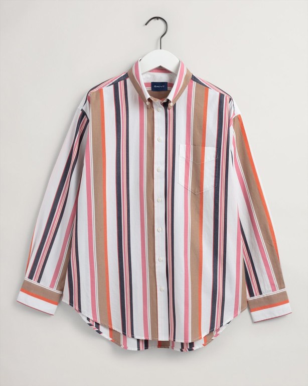 Gant Relaxed Fit Multi Stripe Women's Shirts White | 6qjHaAZT54b