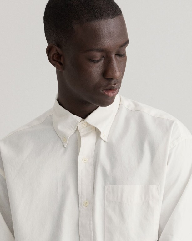 Gant Relaxed Fit Oxford Men's Shirts White | 2x6KCHQVlIz