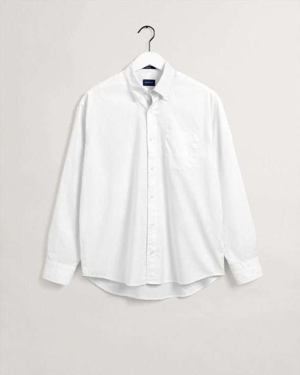 Gant Relaxed Fit Oxford Men's Shirts White | 2x6KCHQVlIz