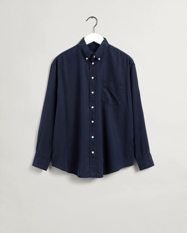 Gant Relaxed Fit Pure Prep Lyocell Women's Shirts Blue | EfIaEqBJkor