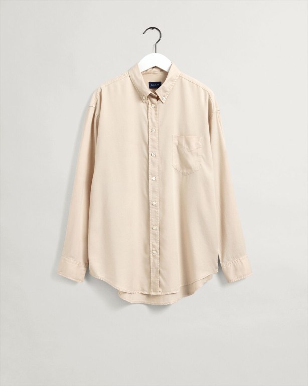 Gant Relaxed Fit Pure Prep Lyocell Women's Shirts Beige | WEY4lVFKIAr