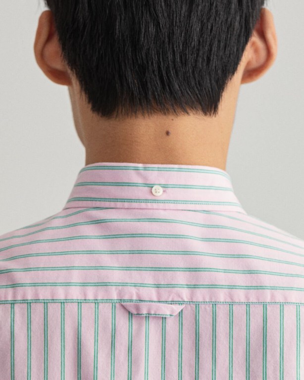 Gant Relaxed Fit Stripe Oxford Men's Shirts Pink | E7Pz2jaj9ca