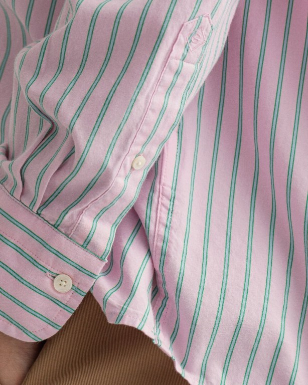 Gant Relaxed Fit Stripe Oxford Men's Shirts Pink | E7Pz2jaj9ca