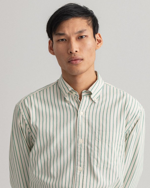 Gant Relaxed Fit Stripe Oxford Men's Shirts White | lVvaQTonCff