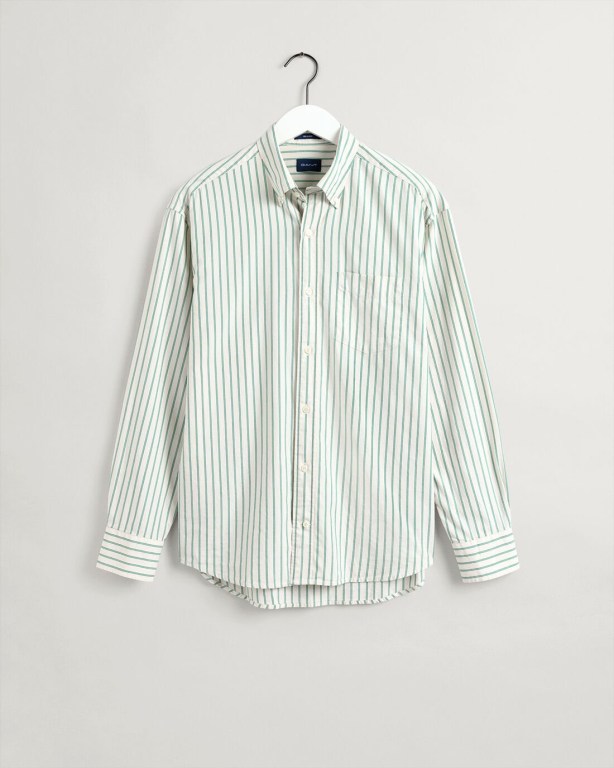 Gant Relaxed Fit Stripe Oxford Men's Shirts White | lVvaQTonCff