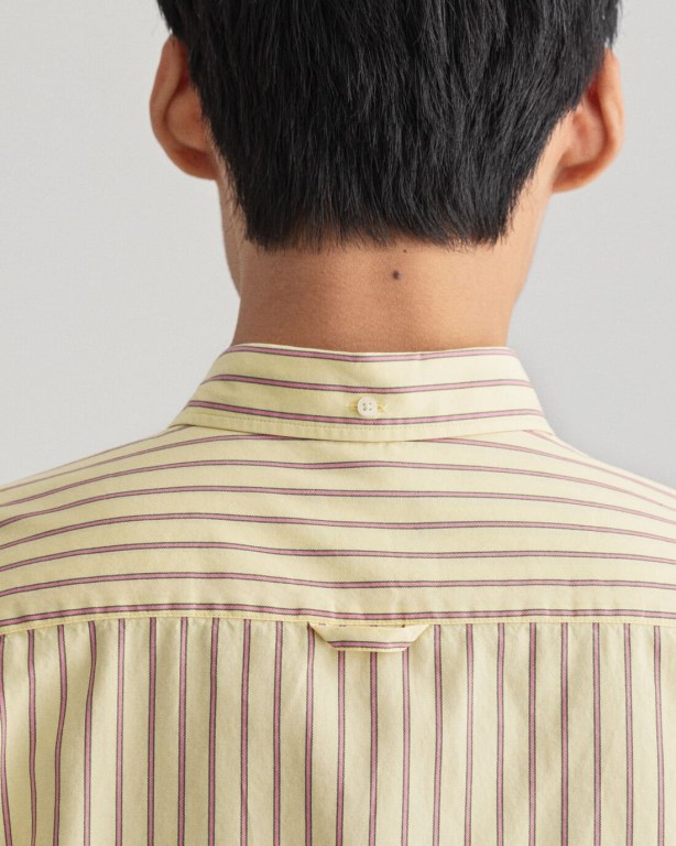 Gant Relaxed Fit Stripe Oxford Men's Shirts Lemon | wiRUKQDcjnk